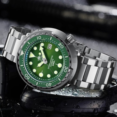Zegarek automatyczny Addiesdive MY-H5 | Zielony 30 Bar Szafir Zegarek automatyczny Addiesdive MY-H5 | Zielony 30 Bar Szafir