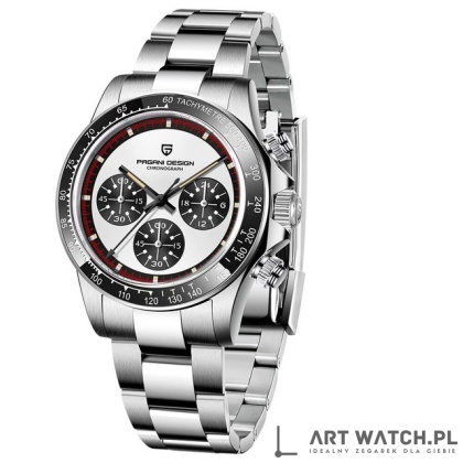 Zegarek kwarcowy Pagani Design 1676 | Biały 10 Bar Szafir