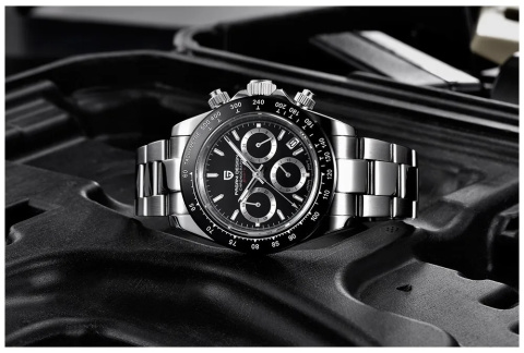 Zegarek kwarcowy Pagani Design 1644 | Czarny Daytona 10 Bar Szafir Zegarek kwarcowy Pagani Design 1644 | Czarny Daytona 10 Bar Szafir