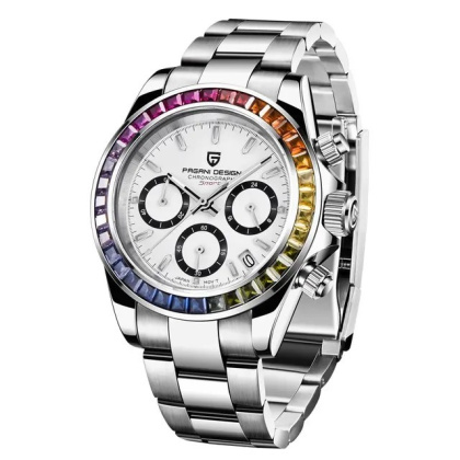 Zegarek kwarcowy Pagani Design 1644 | Diamentowy Daytona 10 Bar Szafir