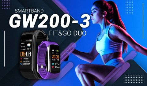 Smartband GIEWONT Fit&GO Duo GW200-3 - Black + Pasek Flora Violet Smartband GIEWONT Fit&GO Duo GW200-3 - Black + Pasek Flora Violet