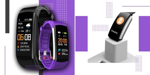 Smartband GIEWONT Fit&GO Duo GW200-3 - Black + Pasek Flora Violet Smartband GIEWONT Fit&GO Duo GW200-3 - Black + Pasek Flora Violet