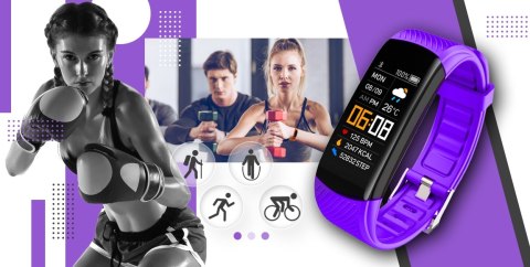 Smartband GIEWONT Fit&GO Duo GW200-3 - Black + Pasek Flora Violet Smartband GIEWONT Fit&GO Duo GW200-3 - Black + Pasek Flora Violet