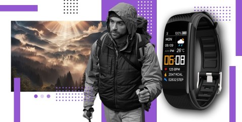 Smartband GIEWONT Fit&GO Duo GW200-3 - Black + Pasek Flora Violet Smartband GIEWONT Fit&GO Duo GW200-3 - Black + Pasek Flora Violet