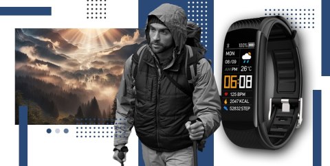 Smartband GIEWONT Fit&GO Duo GW200-6 - Black + Pasek Smart Navy Smartband GIEWONT Fit&GO Duo GW200-6 - Black + Pasek Smart Navy