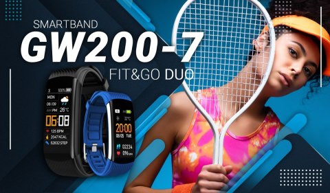 Smartband GIEWONT Fit&GO Duo GW200-7 - Black + Pasek Sky Blue Smartband GIEWONT Fit&GO Duo GW200-7 - Black + Pasek Sky Blue