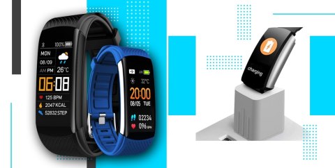 Smartband GIEWONT Fit&GO Duo GW200-7 - Black + Pasek Sky Blue Smartband GIEWONT Fit&GO Duo GW200-7 - Black + Pasek Sky Blue