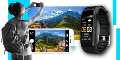 Smartband GIEWONT Fit&GO Duo GW200-7 - Black + Pasek Sky Blue Smartband GIEWONT Fit&GO Duo GW200-7 - Black + Pasek Sky Blue