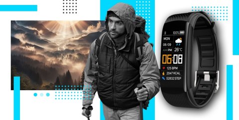 Smartband GIEWONT Fit&GO Duo GW200-7 - Black + Pasek Sky Blue Smartband GIEWONT Fit&GO Duo GW200-7 - Black + Pasek Sky Blue