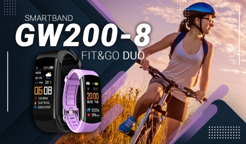 Smartband GIEWONT Fit&GO Duo GW200-8 - Black + Pasek Touch of Lavender Smartband GIEWONT Fit&GO Duo GW200-8 - Black + Pasek Touch of Lavender