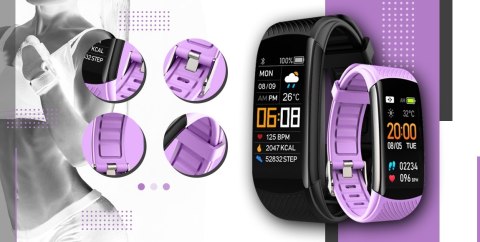 Smartband GIEWONT Fit&GO Duo GW200-8 - Black + Pasek Touch of Lavender Smartband GIEWONT Fit&GO Duo GW200-8 - Black + Pasek Touch of Lavender