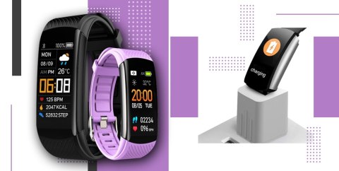 Smartband GIEWONT Fit&GO Duo GW200-8 - Black + Pasek Touch of Lavender Smartband GIEWONT Fit&GO Duo GW200-8 - Black + Pasek Touch of Lavender