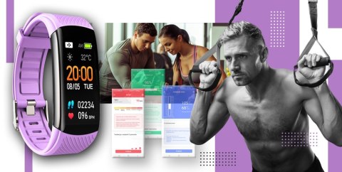 Smartband GIEWONT Fit&GO Duo GW200-8 - Black + Pasek Touch of Lavender Smartband GIEWONT Fit&GO Duo GW200-8 - Black + Pasek Touch of Lavender
