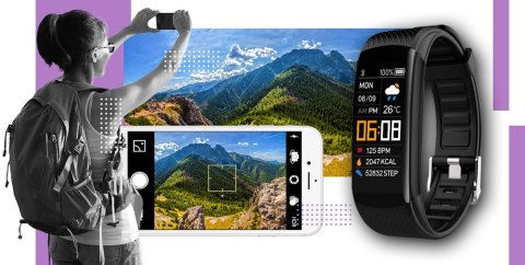 Smartband GIEWONT Fit&GO Duo GW200-8 - Black + Pasek Touch of Lavender Smartband GIEWONT Fit&GO Duo GW200-8 - Black + Pasek Touch of Lavender