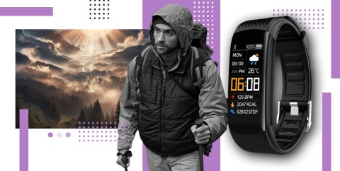 Smartband GIEWONT Fit&GO Duo GW200-8 - Black + Pasek Touch of Lavender Smartband GIEWONT Fit&GO Duo GW200-8 - Black + Pasek Touch of Lavender
