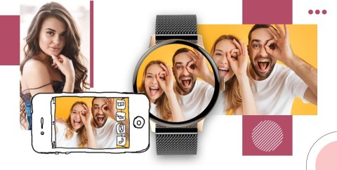 Smartwatch GIEWONT Supernova SmartCall GW330-4 Black Shine/Powder Pink Smartwatch GIEWONT Supernova SmartCall GW330-4 Black Shine/Powder Pink