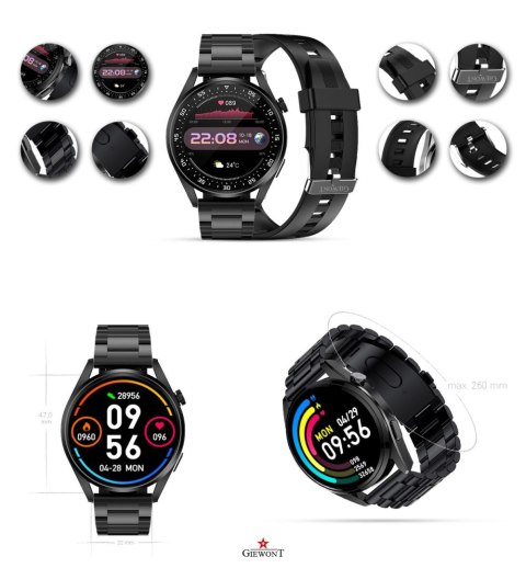 Smartwatch GIEWONT Vertex SmartCall GW450-1 Carbon/Carbon Silikon Smartwatch GIEWONT Vertex SmartCall GW450-1 Carbon/Carbon Silikon
