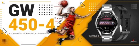 Smartwatch GIEWONT Vertex SmartCall GW450-4 Silver/Carbon Silikon Smartwatch GIEWONT Vertex SmartCall GW450-4 Silver/Carbon Silikon