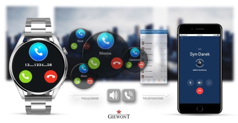 Smartwatch GIEWONT Vertex SmartCall GW450-4 Silver/Carbon Silikon Smartwatch GIEWONT Vertex SmartCall GW450-4 Silver/Carbon Silikon