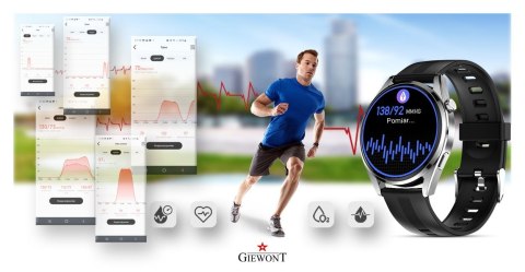 Smartwatch GIEWONT Vertex SmartCall GW450-4 Silver/Carbon Silikon Smartwatch GIEWONT Vertex SmartCall GW450-4 Silver/Carbon Silikon