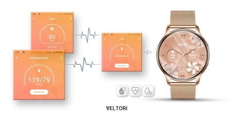 Smartwatch Damski VELTORI VT300-1 Złota Bransoleta Smartwatch Damski VELTORI VT300-1 Złota Bransoleta