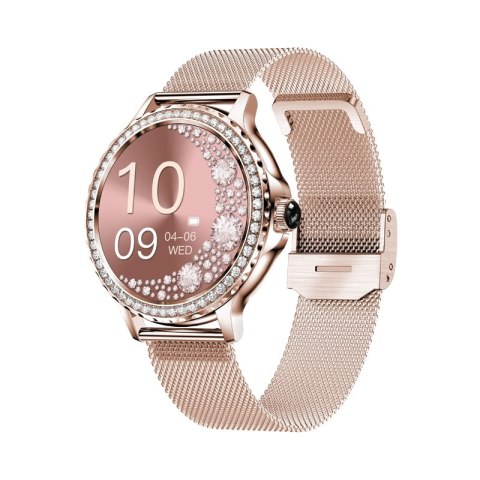 Smartwatch Damski VELTORI VT320-1 Złota Bransoleta + Różowy Pasek Silikonowy Smartwatch Damski VELTORI VT320-1 Złota Bransoleta + Różowy Pasek Silikonowy