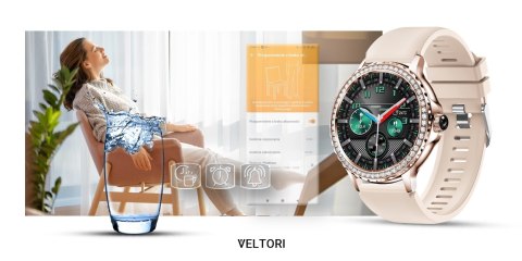 Smartwatch Damski VELTORI VT320-1 Złota Bransoleta + Różowy Pasek Silikonowy Smartwatch Damski VELTORI VT320-1 Złota Bransoleta + Różowy Pasek Silikonowy