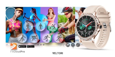 Smartwatch Damski VELTORI VT320-1 Złota Bransoleta + Różowy Pasek Silikonowy Smartwatch Damski VELTORI VT320-1 Złota Bransoleta + Różowy Pasek Silikonowy