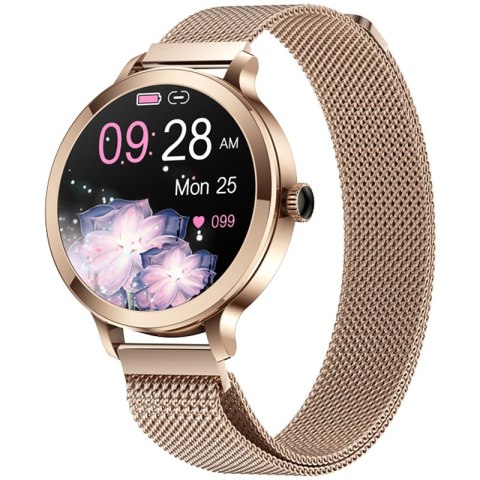 Smartwatch Damski VELTORI VT340-1 Złota Bransoleta + Różowy Pasek Silikonowy Smartwatch Damski VELTORI VT340-1 Złota Bransoleta + Różowy Pasek Silikonowy