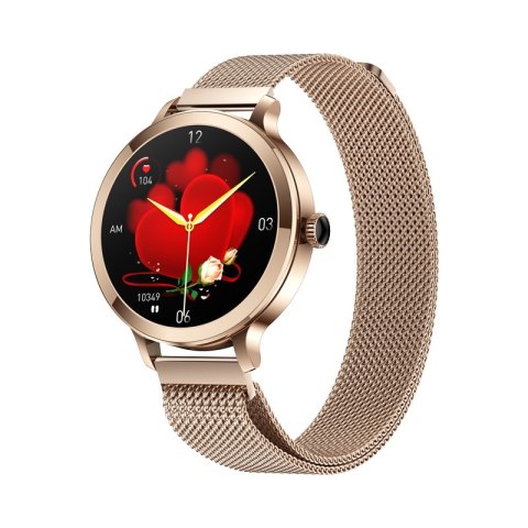 Smartwatch Damski VELTORI VT340-1 Złota Bransoleta + Różowy Pasek Silikonowy Smartwatch Damski VELTORI VT340-1 Złota Bransoleta + Różowy Pasek Silikonowy