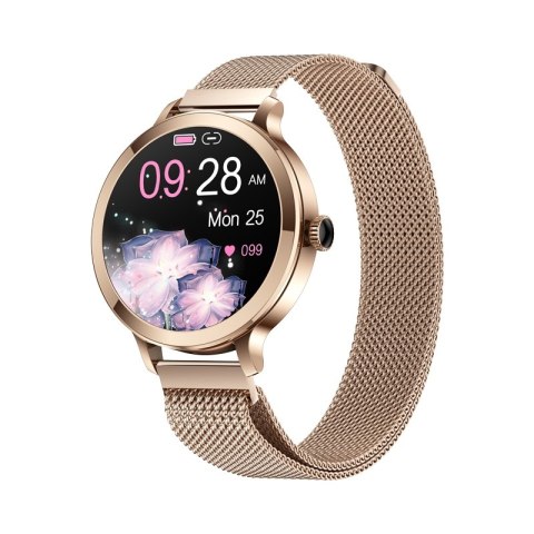 Smartwatch Damski VELTORI VT340-1 Złota Bransoleta + Różowy Pasek Silikonowy Smartwatch Damski VELTORI VT340-1 Złota Bransoleta + Różowy Pasek Silikonowy
