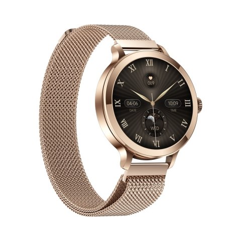 Smartwatch Damski VELTORI VT340-1 Złota Bransoleta + Różowy Pasek Silikonowy Smartwatch Damski VELTORI VT340-1 Złota Bransoleta + Różowy Pasek Silikonowy