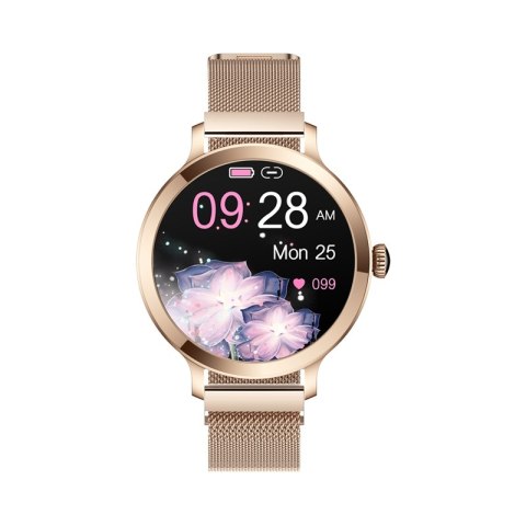 Smartwatch Damski VELTORI VT340-1 Złota Bransoleta + Różowy Pasek Silikonowy Smartwatch Damski VELTORI VT340-1 Złota Bransoleta + Różowy Pasek Silikonowy