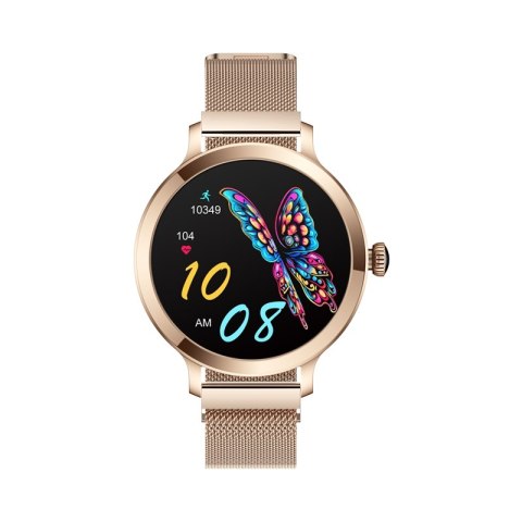 Smartwatch Damski VELTORI VT340-1 Złota Bransoleta + Różowy Pasek Silikonowy Smartwatch Damski VELTORI VT340-1 Złota Bransoleta + Różowy Pasek Silikonowy