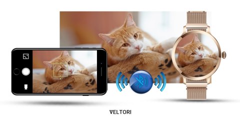 Smartwatch Damski VELTORI VT340-1 Złota Bransoleta + Różowy Pasek Silikonowy Smartwatch Damski VELTORI VT340-1 Złota Bransoleta + Różowy Pasek Silikonowy