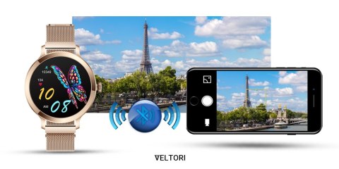 Smartwatch Damski VELTORI VT340-1 Złota Bransoleta + Różowy Pasek Silikonowy Smartwatch Damski VELTORI VT340-1 Złota Bransoleta + Różowy Pasek Silikonowy