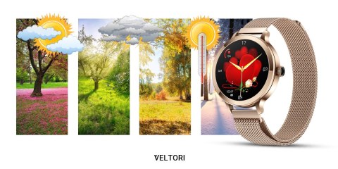 Smartwatch Damski VELTORI VT340-1 Złota Bransoleta + Różowy Pasek Silikonowy Smartwatch Damski VELTORI VT340-1 Złota Bransoleta + Różowy Pasek Silikonowy