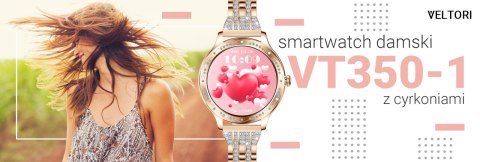 Smartwatch Damski VELTORI VT350-1 Bransoleta Różowe Złoto Smartwatch Damski VELTORI VT350-1 Bransoleta Różowe Złoto