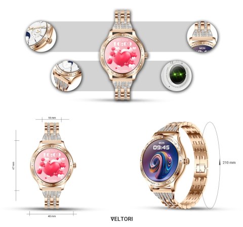 Smartwatch Damski VELTORI VT350-1 Bransoleta Różowe Złoto Smartwatch Damski VELTORI VT350-1 Bransoleta Różowe Złoto