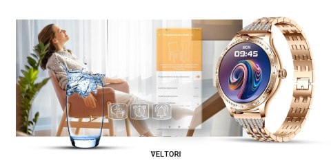 Smartwatch Damski VELTORI VT350-1 Bransoleta Różowe Złoto Smartwatch Damski VELTORI VT350-1 Bransoleta Różowe Złoto
