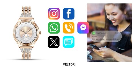 Smartwatch Damski VELTORI VT350-1 Bransoleta Różowe Złoto Smartwatch Damski VELTORI VT350-1 Bransoleta Różowe Złoto
