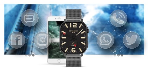 Smartwatch Gravity GT15-4 Niebieski Pasek Silikonowy + Tytanowa Bransoleta Smartwatch Gravity GT15-4 Niebieski Pasek Silikonowy + Tytanowa Bransoleta