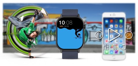 Smartwatch Gravity GT15-4 Niebieski Pasek Silikonowy + Tytanowa Bransoleta Smartwatch Gravity GT15-4 Niebieski Pasek Silikonowy + Tytanowa Bransoleta