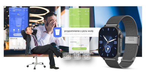 Smartwatch Gravity GT15-4 Niebieski Pasek Silikonowy + Tytanowa Bransoleta Smartwatch Gravity GT15-4 Niebieski Pasek Silikonowy + Tytanowa Bransoleta