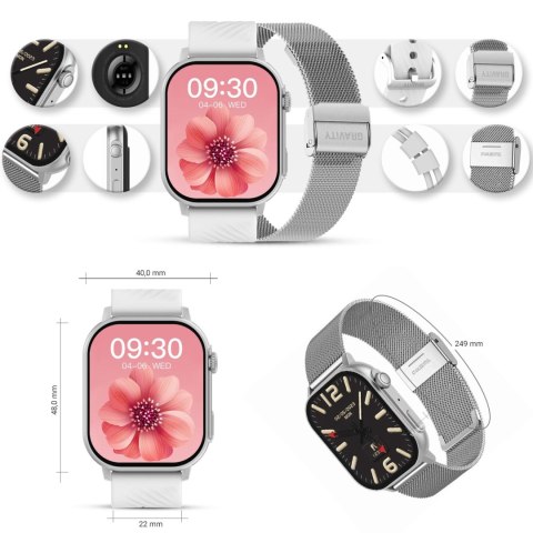 Smartwatch Gravity GT15-8 Szary Pasek Silikonowy + Srebrna Bransoleta Smartwatch Gravity GT15-8 Szary Pasek Silikonowy + Srebrna Bransoleta