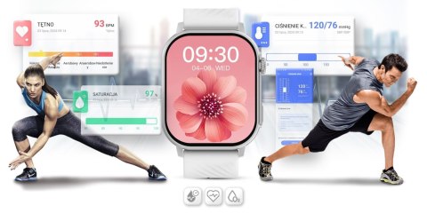 Smartwatch Gravity GT15-8 Szary Pasek Silikonowy + Srebrna Bransoleta Smartwatch Gravity GT15-8 Szary Pasek Silikonowy + Srebrna Bransoleta
