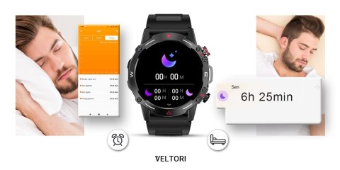 Smartwatch VELTORI VT110-1 Czarny Pasek Silikonowy Smartwatch VELTORI VT110-1 Czarny Pasek Silikonowy