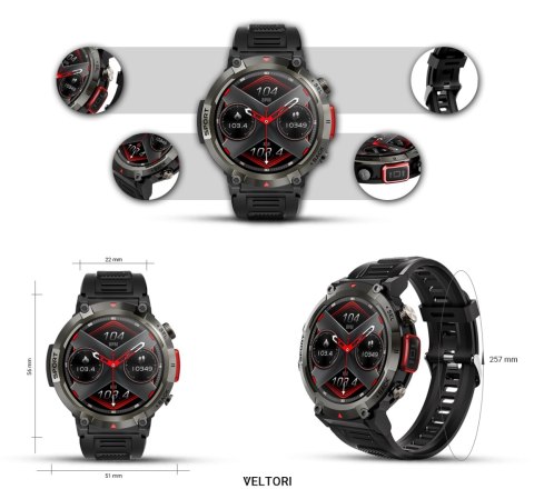 Smartwatch VELTORI VT140-1 Czarny Pasek Silikonowy Smartwatch VELTORI VT140-1 Czarny Pasek Silikonowy