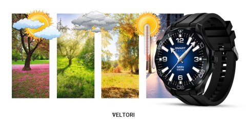 Smartwatch VELTORI VT150-1 Czarny Pasek Silikonowy + Czarna Bransoleta Smartwatch VELTORI VT150-1 Czarny Pasek Silikonowy + Czarna Bransoleta