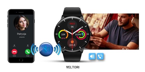 Smartwatch Veltori VT160-1 Czarny Pasek Silikonowy Smartwatch Veltori VT160-1 Czarny Pasek Silikonowy